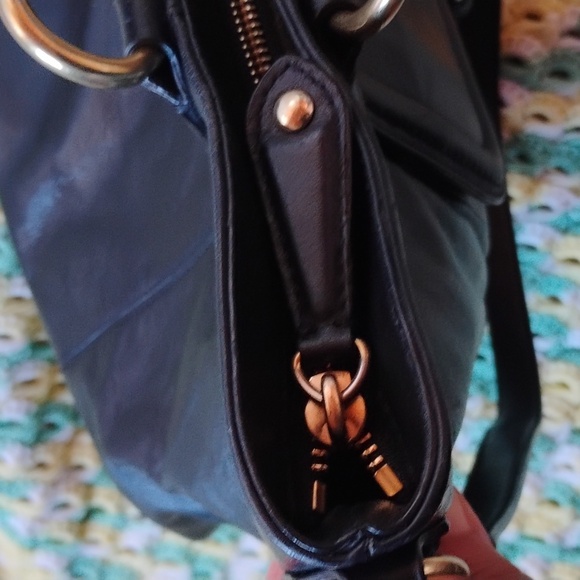 Coach Vintage Black Leather Tote/ messenger large Bag - Picture 12 of 16